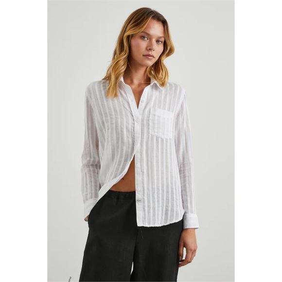 Rails Tops - Rails charli button down top in white shadow stripe size xsmall
